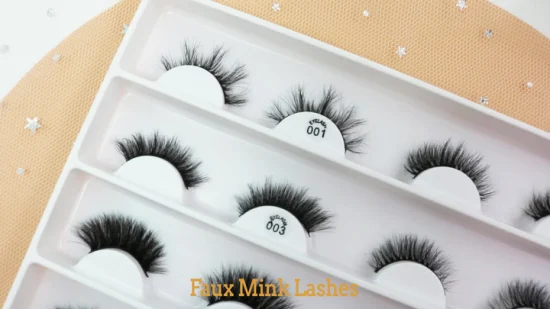 China Wholesale 3D False Eyelash Faux Mink Eyelashes Private label Synthetic Eye Lash Faux Strip Eyelash Lash Eyelash Extension